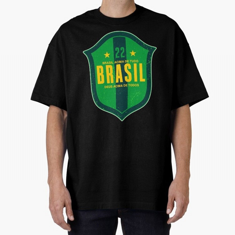 BRAS?O BRASIL 22 Oversized T-Shirt Celebrate the Biggest Stage of FIFA World Cup 2026 for Fans of CR7 and France and Portugal, Bringing Stadium Memories, Football Loyalty, International Chants and Championship Tradition; Made for Collectors Who