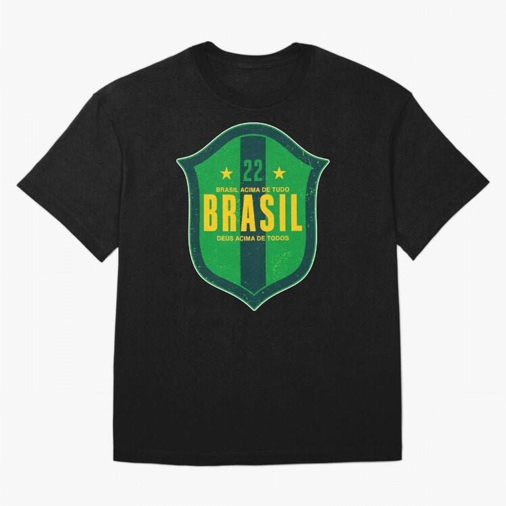 BRAS?O BRASIL 22 Oversized T-Shirt Celebrate the Biggest Stage of FIFA World Cup 2026 for Fans of CR7 and France and Portugal, Bringing Stadium Memories, Football Loyalty, International Chants and Championship Tradition; Made for Collectors Who