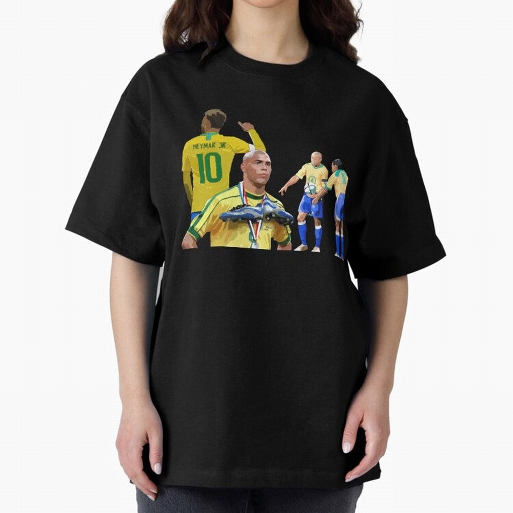 Brazilian Icons Oversized T-Shirt Honor the Football Icons of FIFA World Cup 2026 USA Canada Mexico Spirit, Inspired by Germany, Haaland, Retro Football Energy, Iconic Rivalries, Trophy Chase Drama and Stadium Atmosphere; Created for Match Day