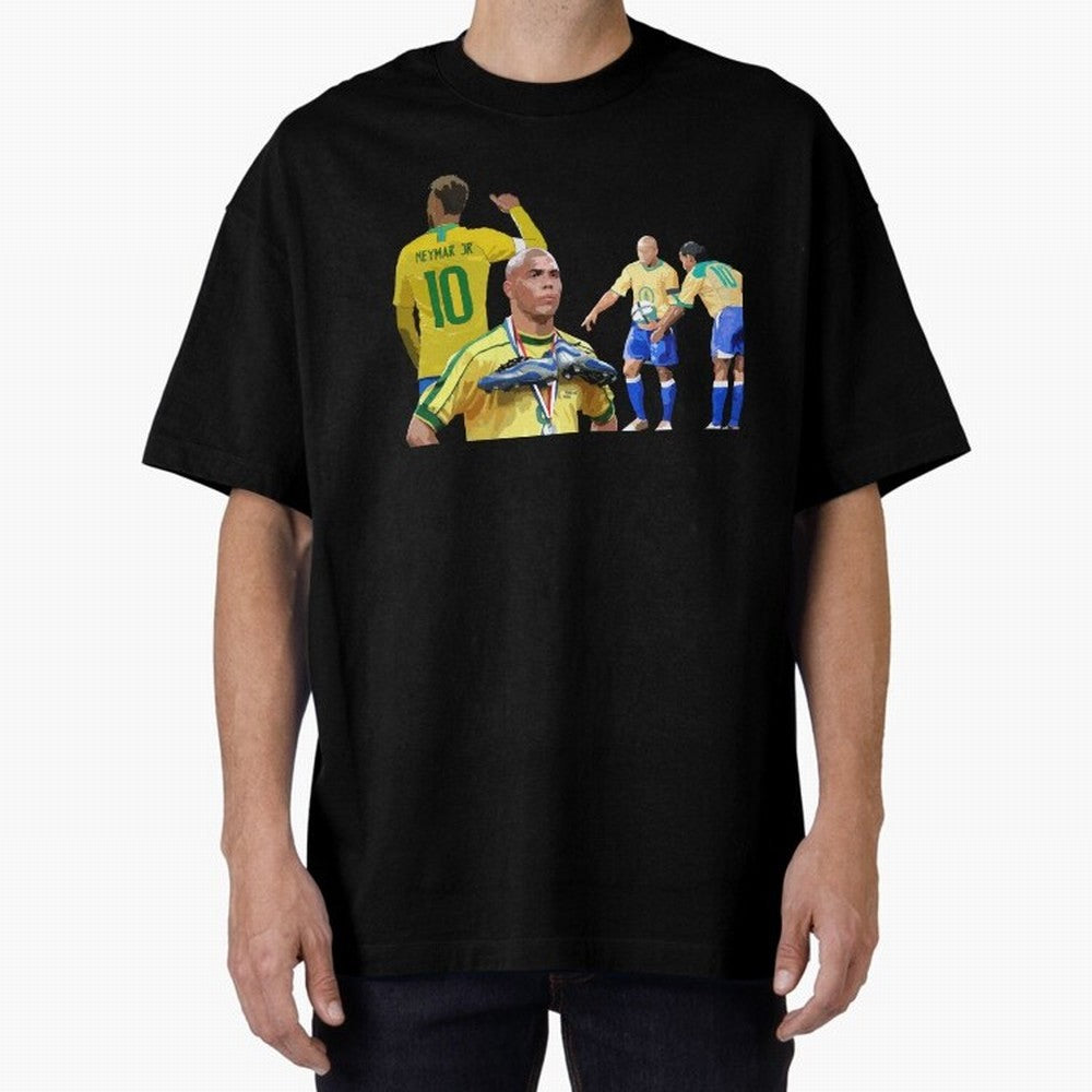 Brazilian Icons Oversized T-Shirt Honor the Football Icons of FIFA World Cup 2026 USA Canada Mexico Spirit, Inspired by Germany, Haaland, Retro Football Energy, Iconic Rivalries, Trophy Chase Drama and Stadium Atmosphere; Created for Match Day