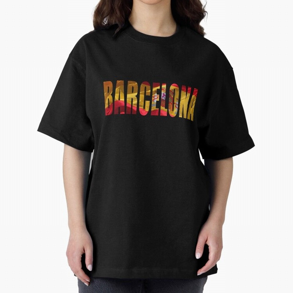 Barcelona city 2 Oversized T-Shirt Show Your Tournament Heart for FIFA World Cup 2026 USA Canada Mexico Spirit, Featuring France, Messi and Cristiano Ronaldo, Global Supporter Spirit, Legendary Goals, National Colors and Tournament Celebration;