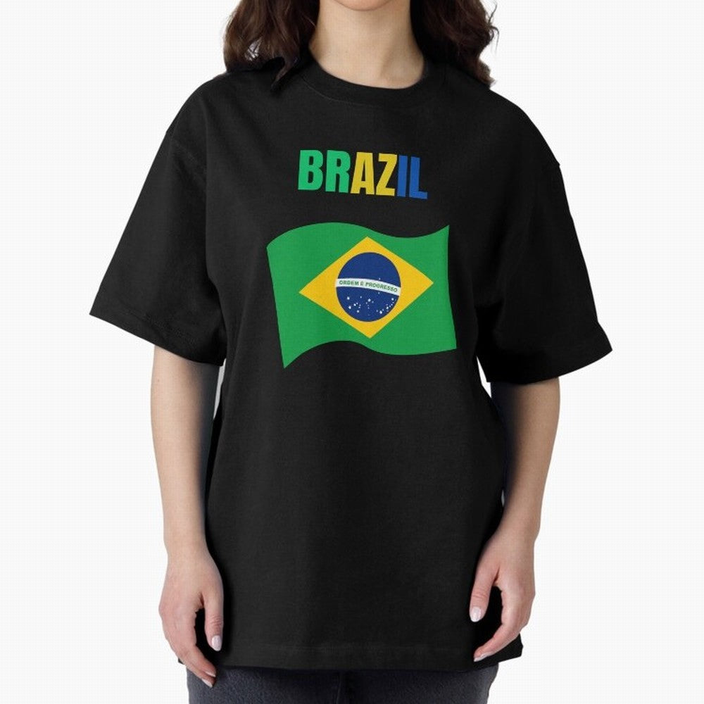 I love Brazil Oversized T-Shirt Live the Energy of Global Football Passion for FIFA World Cup 2026 USA Canada Mexico, Filled with Mbappe and Neymar, Spain, Tournament Hype, Historic Matchups, Family Viewing Parties and Global Sports Pride; Made for