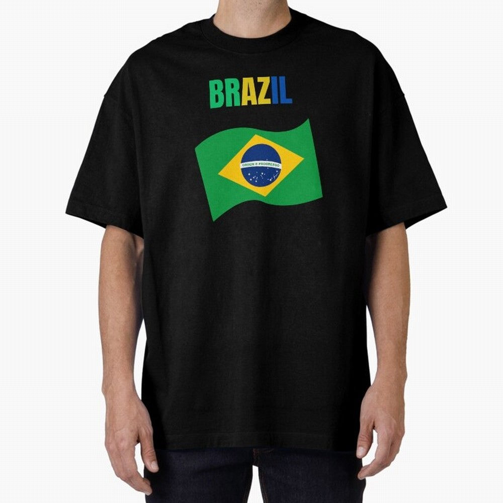 I love Brazil Oversized T-Shirt Live the Energy of Global Football Passion for FIFA World Cup 2026 USA Canada Mexico, Filled with Mbappe and Neymar, Spain, Tournament Hype, Historic Matchups, Family Viewing Parties and Global Sports Pride; Made for