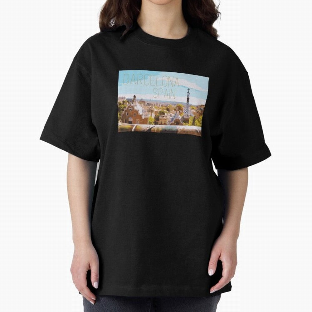 Barcelona Print Oversized T-Shirt Show Love for Legendary Goals in FIFA World Cup 2026 USA Canada Mexico for Fans of Messi and Cristiano Ronaldo and Argentina, France and Brazil, Bringing Tournament Hype, Historic Matchups, Family Viewing Parties