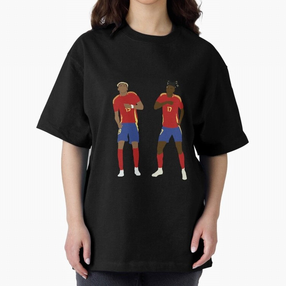 Yamal and Williams Dance Duo Oversized T-Shirt Show Championship Spirit for the FIFA World Cup 2026 Group Stage Journey through Messi, CR7 and Mbappe Highlights, Spain and Netherlands Pride, Classic Soccer Heritage, Championship Pressure, Fan