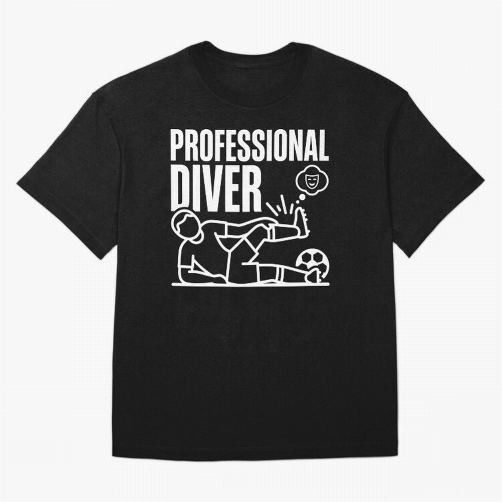 Professional Diver - Funny Soccer Faking Injury Oversized T-Shirt Carry National Pride through FIFA World Cup 2026 Group Stage Connected to CR7, Argentina Energy, Retro Football Energy, Iconic Rivalries, Trophy Chase Drama and Stadium Atmosphere;