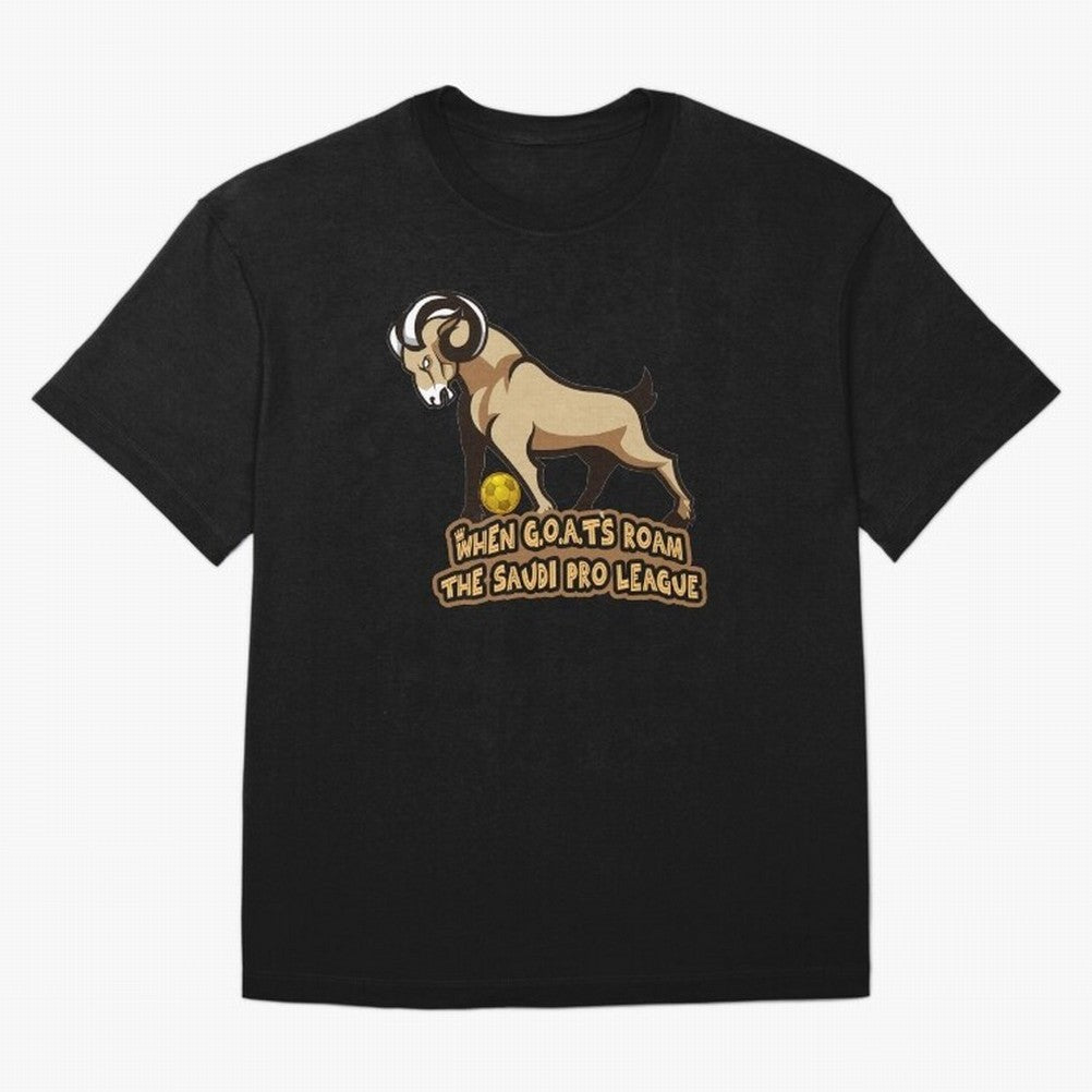 The G.O.A.T. Kings Roam the Saudi League Oversized T-Shirt Support Your Favorite Stars during Global Football Passion for FIFA World Cup 2026, Connected to Messi, Spain and Netherlands, Football Festival Excitement, Trophy Ambitions, Country