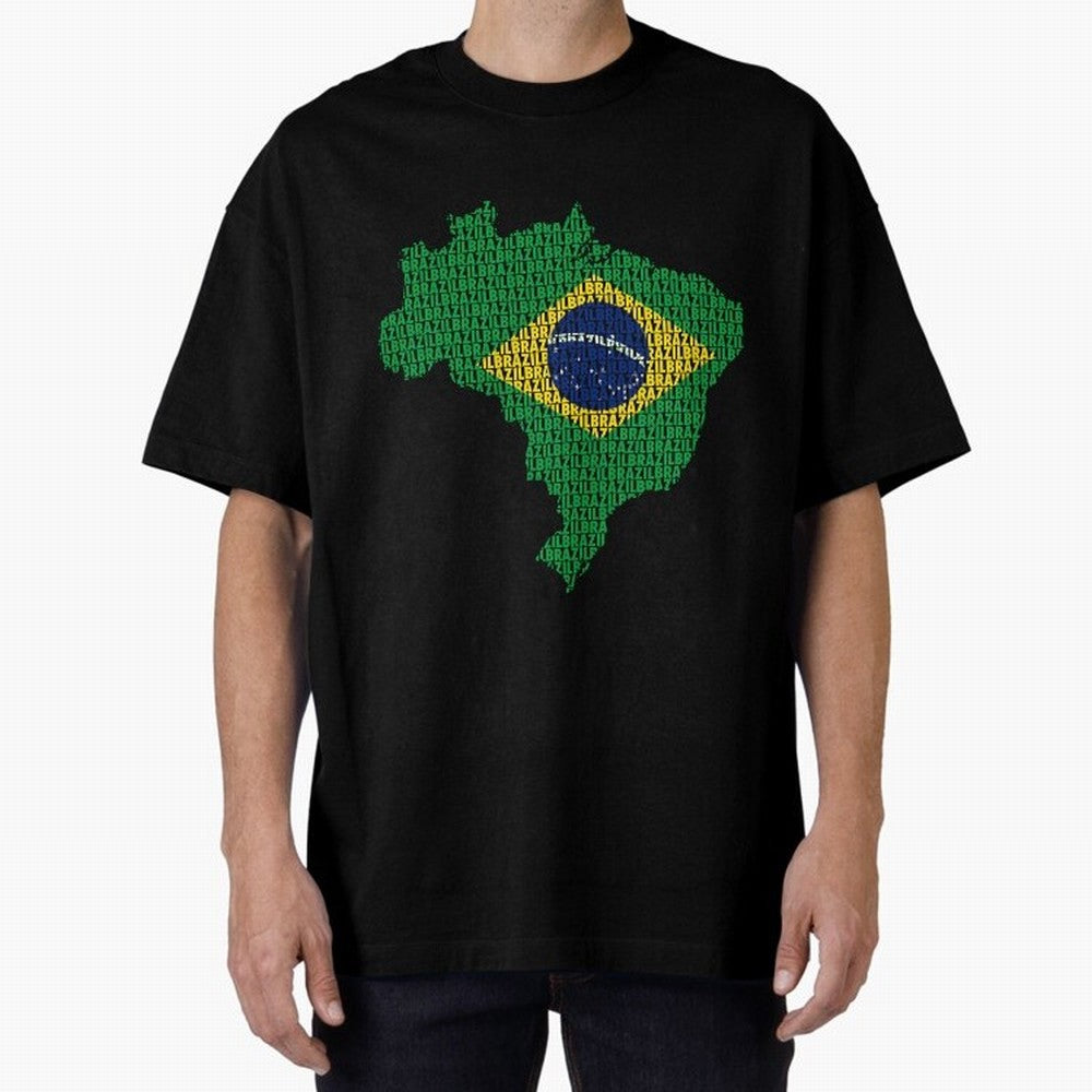 Map of Brazil (Brazil) Oversized T-Shirt Feel Match Day Hype around FIFA World Cup 2026 USA Canada Mexico, Cristiano Ronaldo, Netherlands, Match Day Excitement, Supporter Culture, Golden Goals and Global Football Passion; Perfect for People Who