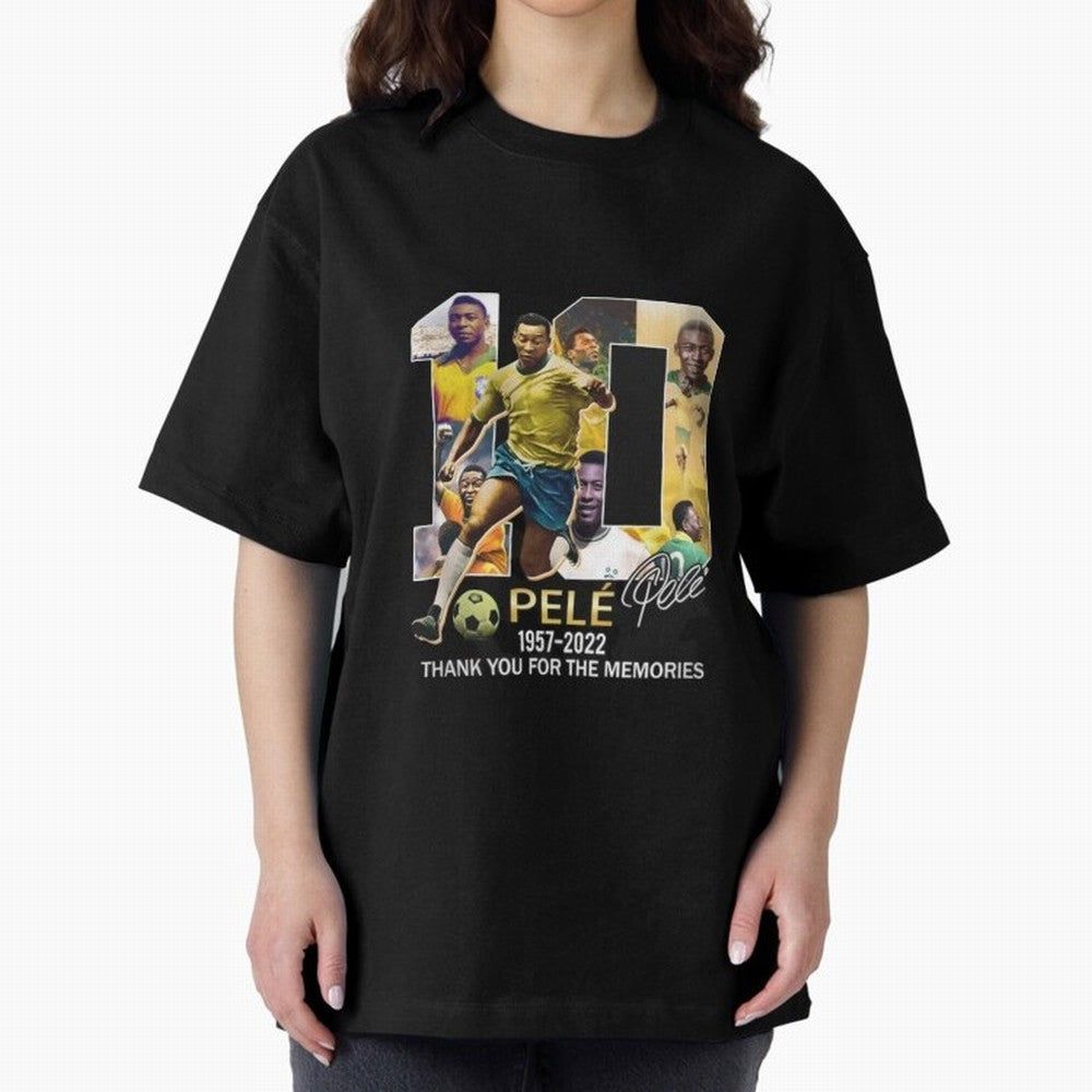 Signed Pele Shirt Oversized T-Shirt Represent the Passion of Match Day Hype around FIFA World Cup 2026, Cristiano Ronaldo, Argentina and Brazil, Stadium Chants, National Pride, Trophy Dreams and Unforgettable Football Memories; Perfect for