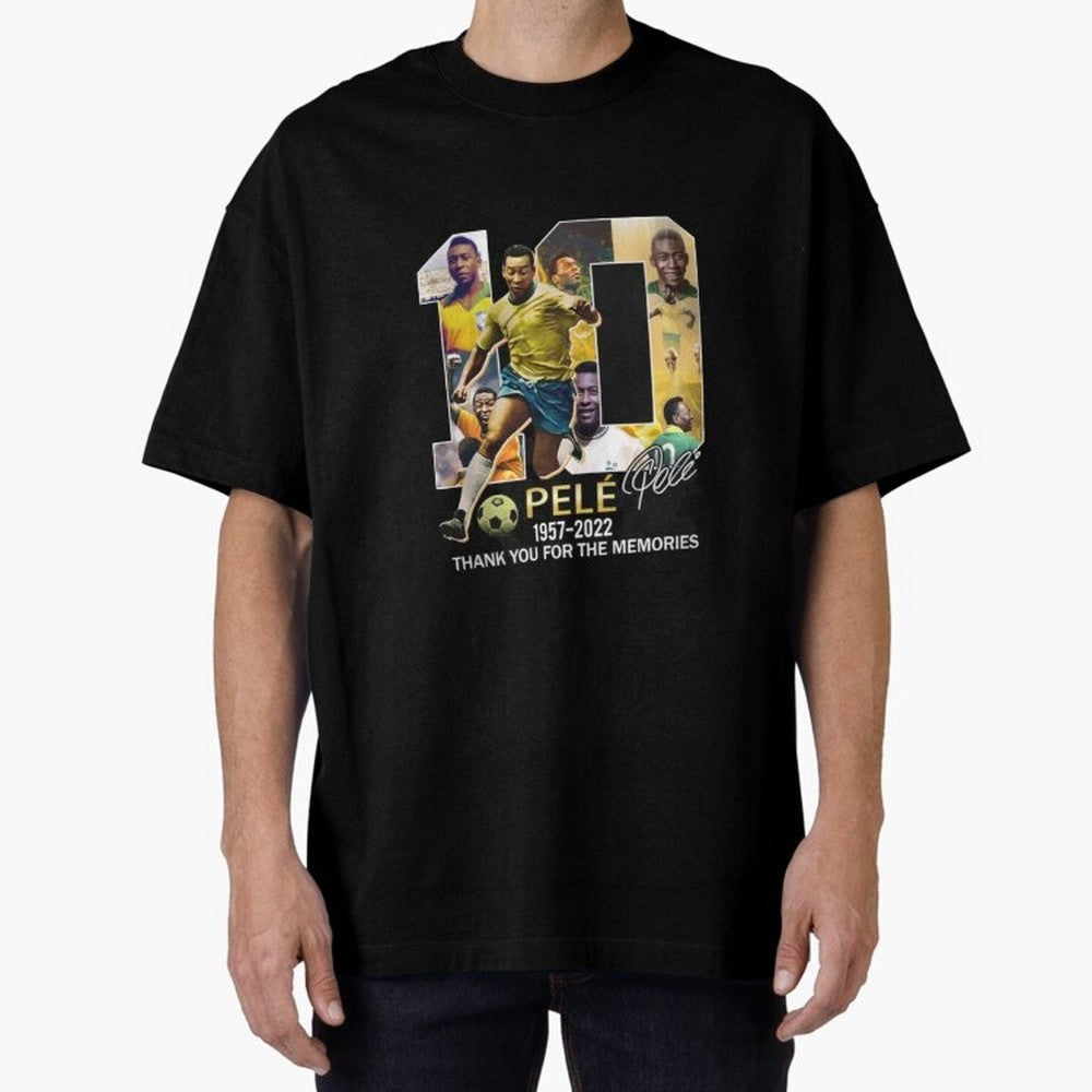 Signed Pele Shirt Oversized T-Shirt Represent the Passion of Match Day Hype around FIFA World Cup 2026, Cristiano Ronaldo, Argentina and Brazil, Stadium Chants, National Pride, Trophy Dreams and Unforgettable Football Memories; Perfect for