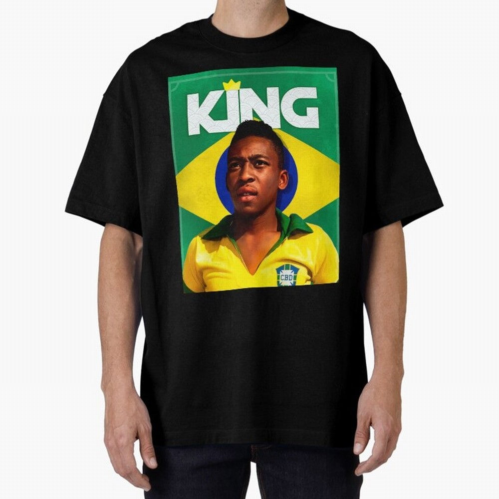 King Pele Oversized T-Shirt Stand Out with Spirit from Match Day Hype around FIFA World Cup 2026, Mbappe and Neymar, Argentina and Brazil, Football Festival Excitement, Trophy Ambitions, Country Rivalries and Star Player Buzz; Ideal for Fans Who