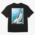Cristiano Ronaldo Celebration Pop Art Graphic T-Shirt Treasure Match Day Hype around FIFA World Cup 2026, Haaland, England, France and Netherlands, Match Day Excitement, Supporter Culture, Golden Goals and Global Football Passion; Ideal for