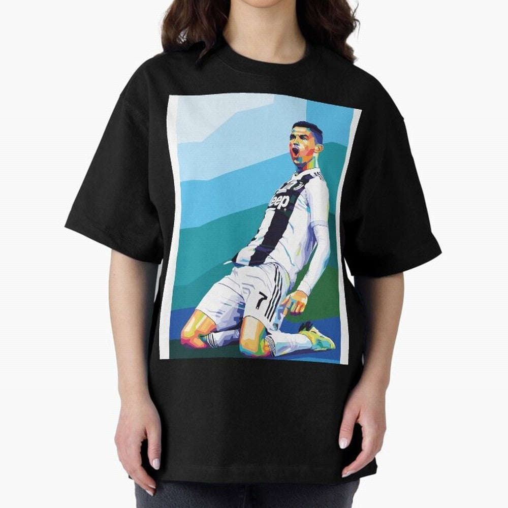 Cristiano Ronaldo Celebration Pop Art Graphic T-Shirt Treasure Match Day Hype around FIFA World Cup 2026, Haaland, England, France and Netherlands, Match Day Excitement, Supporter Culture, Golden Goals and Global Football Passion; Ideal for