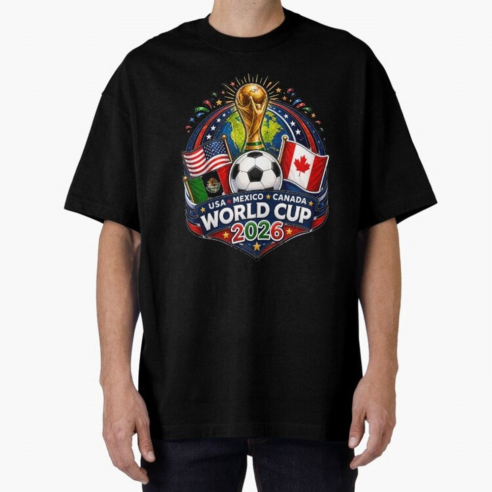 World Cup 2026 Sticker ¨C USA Mexico Canada Football Trophy Design Classic T-Shirt Support Your Favorite Stars during FIFA World Cup 2026 for Fans of Messi and Portugal, Spain and Germany, Bringing Sports Nostalgia, International Competition,