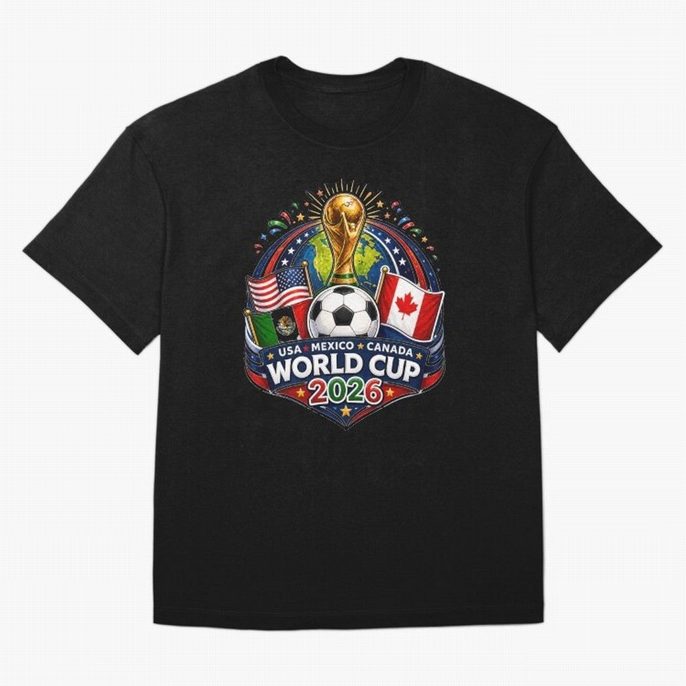 World Cup 2026 Sticker ¨C USA Mexico Canada Football Trophy Design Classic T-Shirt Support Your Favorite Stars during FIFA World Cup 2026 for Fans of Messi and Portugal, Spain and Germany, Bringing Sports Nostalgia, International Competition,