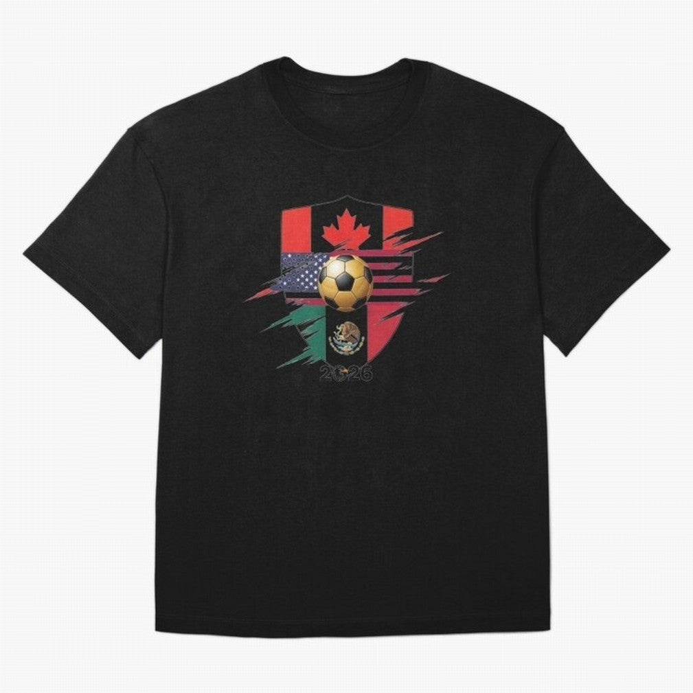 Golden Soccer Ball 2026 Host Nations Emblem Classic T-Shirt Experience FIFA World Cup 2026 Group Stage Centered on Cristiano Ronaldo, Brazil, Portugal and Argentina Energy, Match Day Excitement, Supporter Culture, Golden Goals and Global Football
