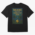 Miami Home of the World Cup 2026 Soccer Fan Poster ¡ª Tropical Art Print Classic T-Shirt Support FIFA World Cup 2026 Group Stage Spirit, Featuring Argentina, France and Brazil, Messi and Cristiano Ronaldo, Retro Football Energy, Iconic Rivalries,