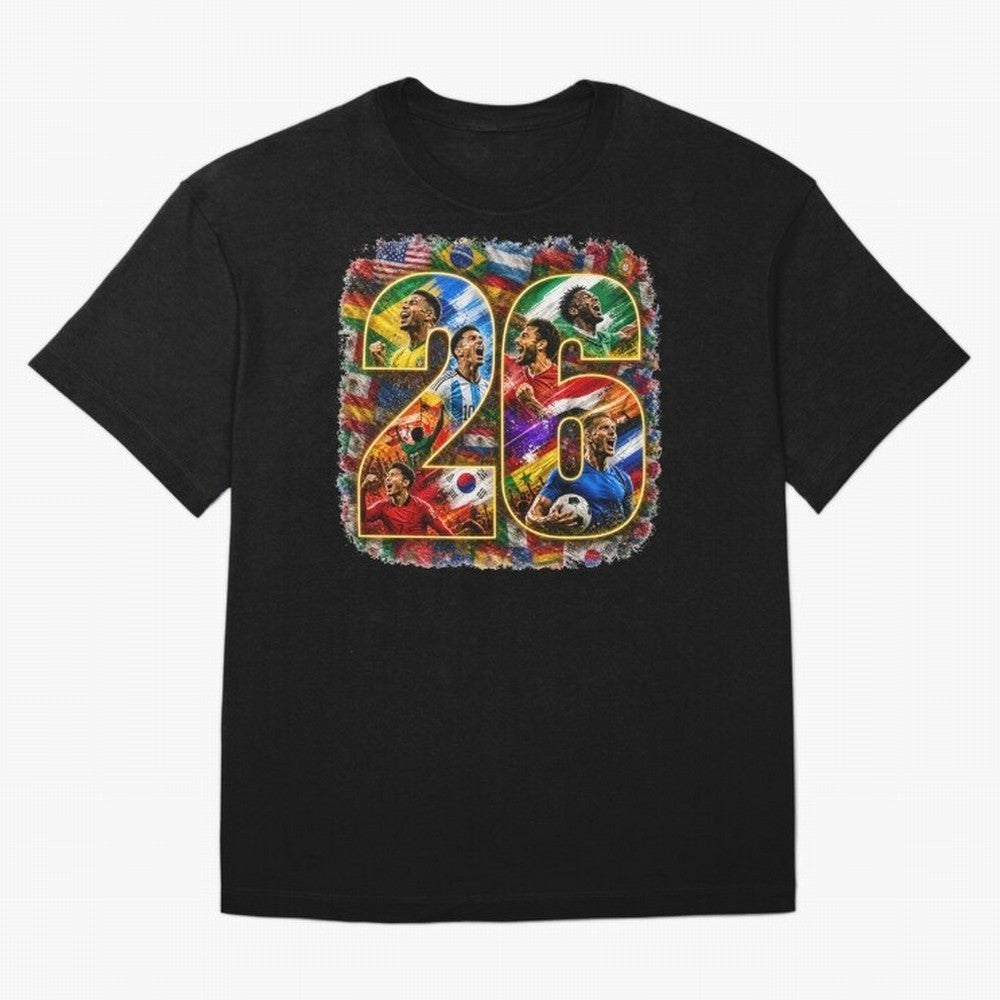 International Global Flags Soccer Football Classic T-Shirt Make Memories around FIFA World Cup 2026 Group Stage for Fans of Mbappe and Neymar and Argentina, France and Brazil, Bringing Global Supporter Spirit, Legendary Goals, National Colors and