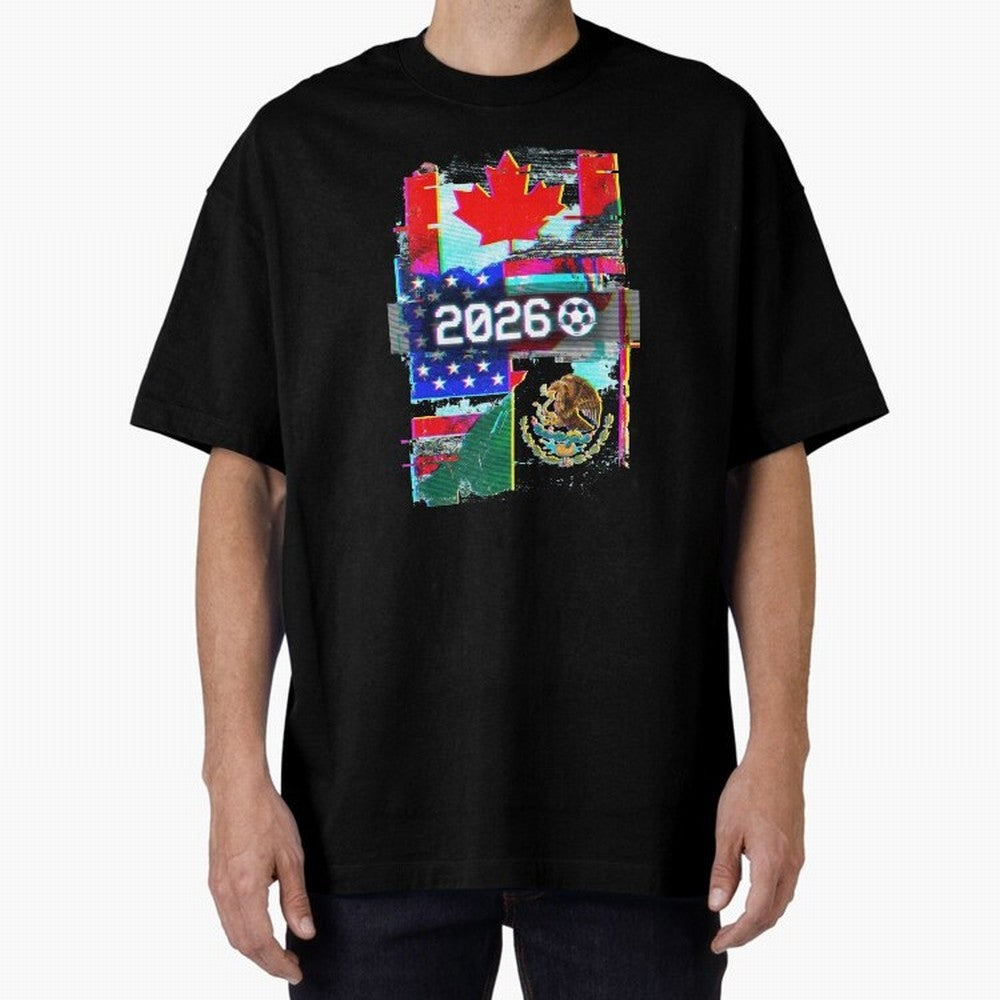 Glitched United 2026 - North America Tournament Emblem Classic T-Shirt Show Fan Pride Across Global Football Passion for FIFA World Cup 2026, with CR7, Argentina, Football History, Final Match Energy, Crowd Noise and Once in a Lifetime Moments;