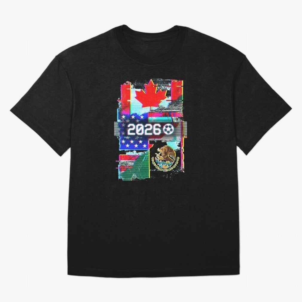 Glitched United 2026 - North America Tournament Emblem Classic T-Shirt Show Fan Pride Across Global Football Passion for FIFA World Cup 2026, with CR7, Argentina, Football History, Final Match Energy, Crowd Noise and Once in a Lifetime Moments;