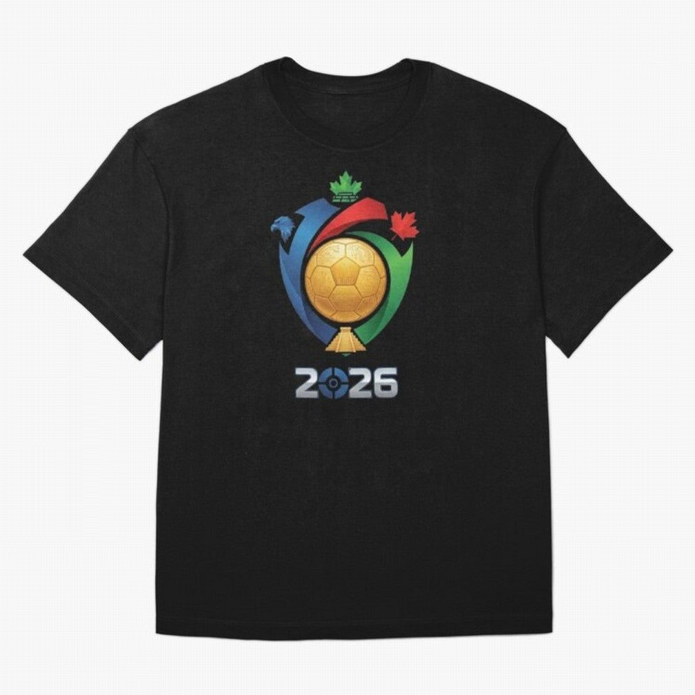 Golden Soccer Ball 2026 Host Nations Emblem Classic T-Shirt Celebrate Unforgettable Nights in the FIFA World Cup 2026 Journey through CR7 Highlights, France Pride, Retro Football Energy, Iconic Rivalries, Trophy Chase Drama and Stadium Atmosphere;