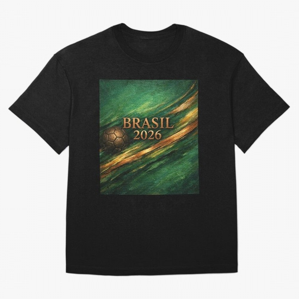 Brasil 2026 Soccer Theme Dark Green Classic T-Shirt Remember Iconic Moments from FIFA World Cup 2026 for Fans of Haaland and Mbappe and Spain, Bringing Classic Soccer Heritage, Championship Pressure, Fan Loyalty and International Pride; Great for