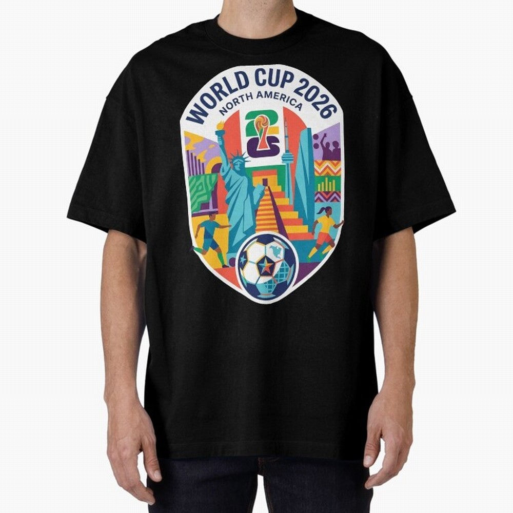 World Cup 2026 North America Soccer Tournament Colorful Emblem Classic T-Shirt Bring Match Day Fire to FIFA World Cup 2026 USA Canada Mexico for Fans of CR7 and Messi and England and Germany, Bringing Match Day Excitement, Supporter Culture, Golden