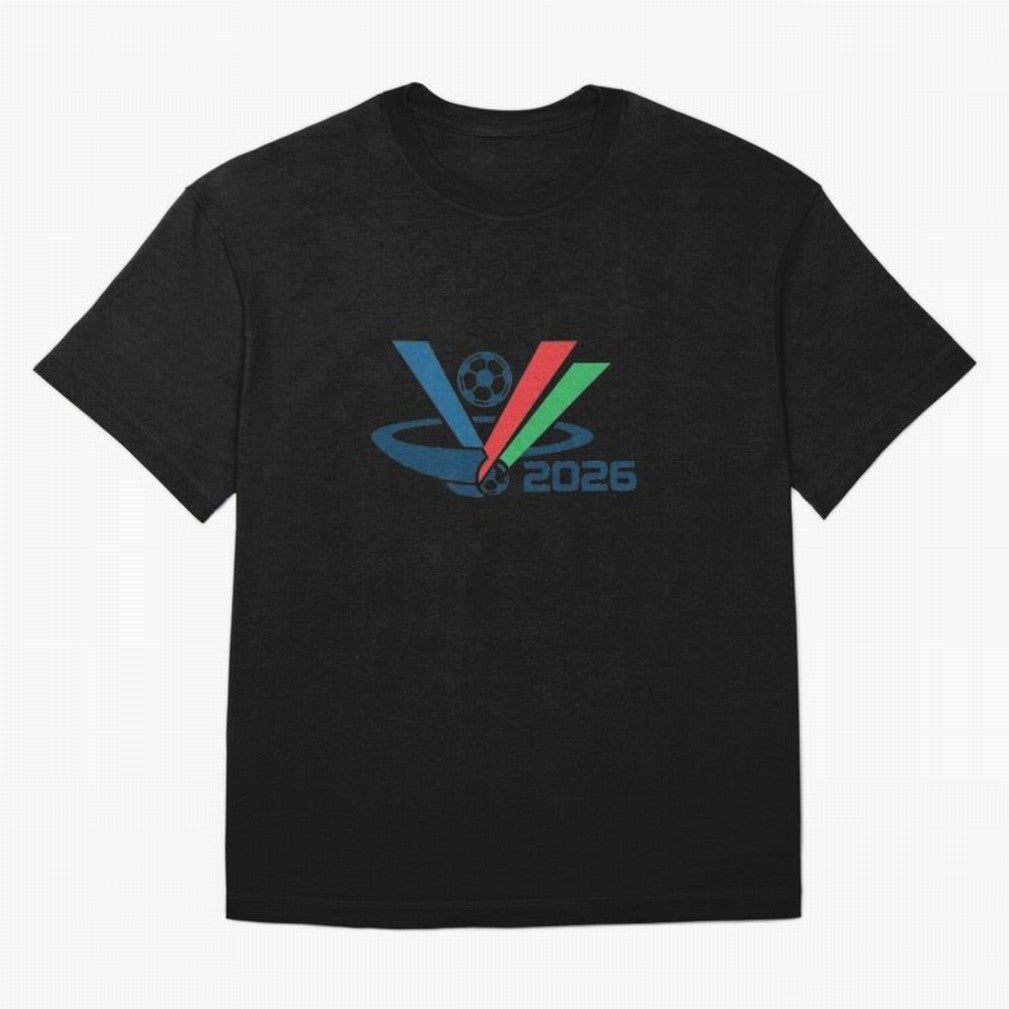 Minimalist FIFA 2026 V-Logo Design Classic T-Shirt Enjoy FIFA World Cup 2026 USA Canada Mexico Featuring CR7 and Messi, England, France and Netherlands Energy, Match Day Excitement, Supporter Culture, Golden Goals and Global Football Passion;
