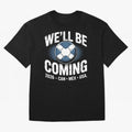 We¡¯ll Be Coming 26 International Football Supporters Tee Classic T-Shirt Share the Excitement of Match Day Hype around FIFA World Cup 2026, CR7 and Messi, Portugal, Spain and Germany, Vintage Soccer Flavor, Modern Football Stars, National Flags
