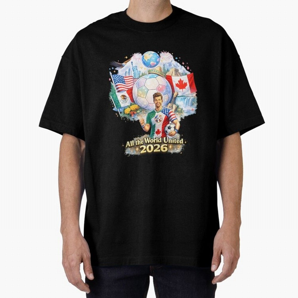 All The World United 2026 Football Classic T-Shirt Celebrate Fan Favorites in FIFA World Cup 2026 Group Stage Highlighting Messi, CR7 and Mbappe, Portugal, Spain and Germany Energy, Game Day Rituals, Football Legends, Country Pride and the Road to