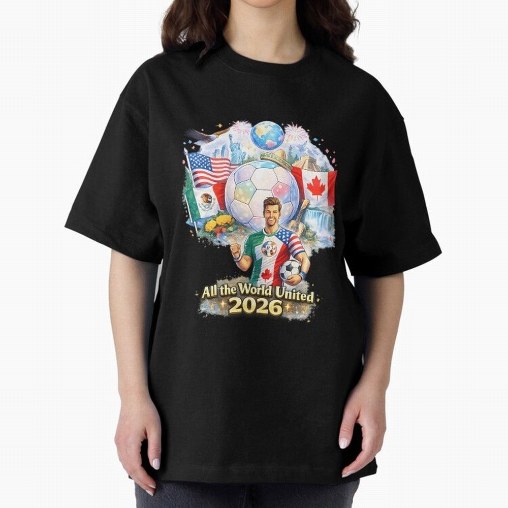 All The World United 2026 Football Classic T-Shirt Celebrate Fan Favorites in FIFA World Cup 2026 Group Stage Highlighting Messi, CR7 and Mbappe, Portugal, Spain and Germany Energy, Game Day Rituals, Football Legends, Country Pride and the Road to