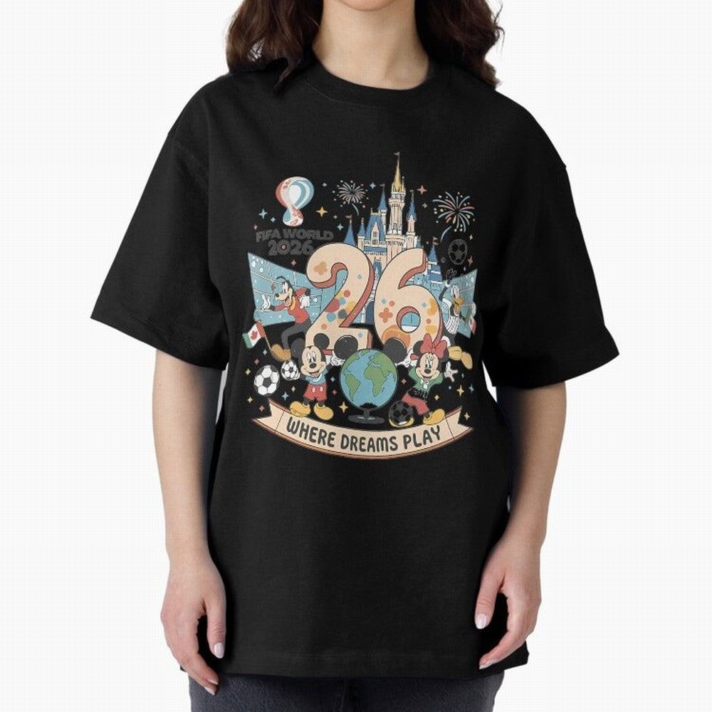 Dreamland Football 2026 Classic T-Shirt Bring Trophy Dreams to Global Football Passion for FIFA World Cup 2026 Group Stage, Featuring Haaland and Mbappe, Argentina, France and Brazil, Worldwide Fan Energy, Dramatic Goals, Stadium Lights and