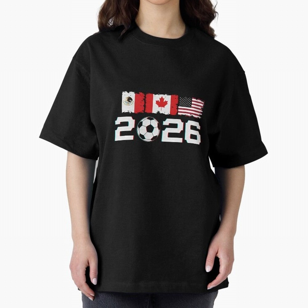 Glitched United 2026 Cup - North America Emblem Part 2 T-Shirt_82924673 Classic T-Shirt Show Passion for the Stars of FIFA World Cup 2026 Spirit, Connected to England and Germany, CR7 and Messi, Fan Favorite Moments, National Team Passion, Big