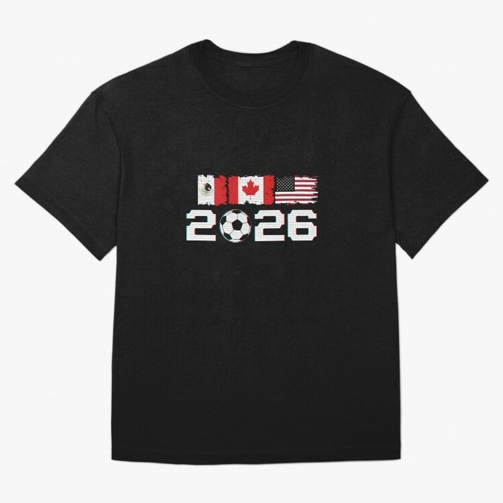 Glitched United 2026 Cup - North America Emblem Part 2 T-Shirt_82924673 Classic T-Shirt Show Passion for the Stars of FIFA World Cup 2026 Spirit, Connected to England and Germany, CR7 and Messi, Fan Favorite Moments, National Team Passion, Big