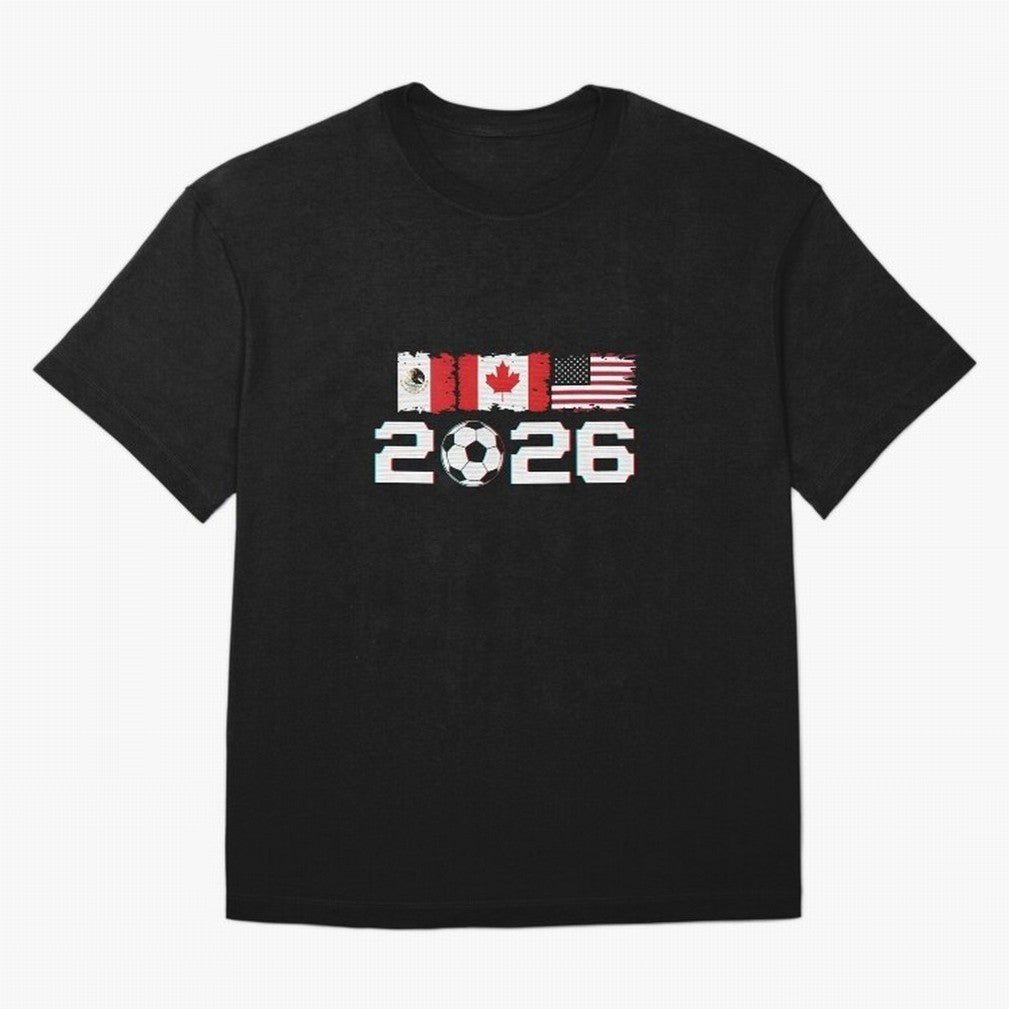 Glitched United 2026 Cup - North America Emblem Part 2 T-Shirt_82924673 Classic T-Shirt Live for the Drama of Global Football Passion for FIFA World Cup 2026 Group Stage, Featuring Haaland and Mbappe, England, Football Passion, Legendary