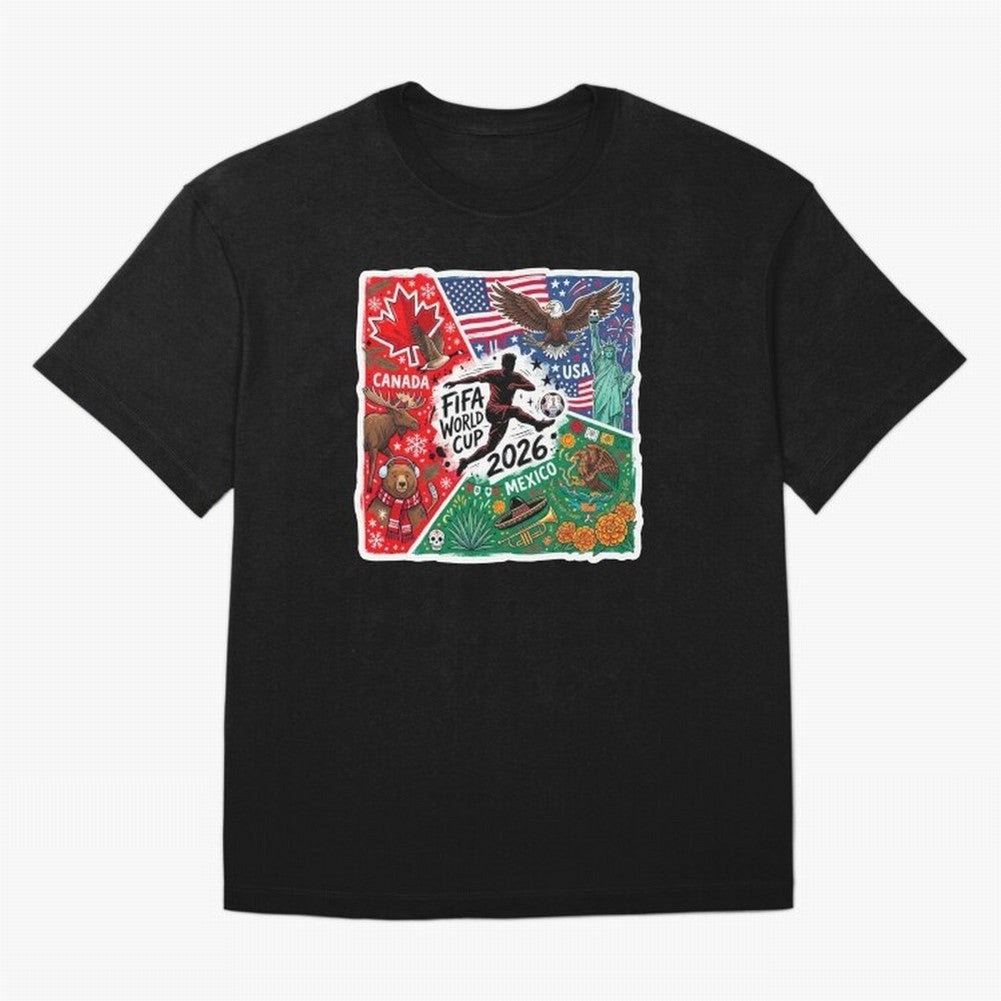 FIFA World Cup 2026 USA Canada Mexico ¨C Patriotic Football Collage Design Classic T-Shirt Get Ready for Global Football Passion for FIFA World Cup 2026, Driven by Messi, Brazil, Worldwide Fan Energy, Dramatic Goals, Stadium Lights and Championship