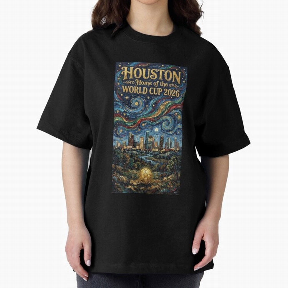 Houston Starry Night Skyline World Cup 2026 Soccer Poster ¡ª Van Gogh Fine Art Print Classic T-Shirt Feel the Roar of FIFA World Cup 2026 Group Stage Filled with Haaland, France Energy, Soccer Culture, Superstar Moments, National Team Dreams and