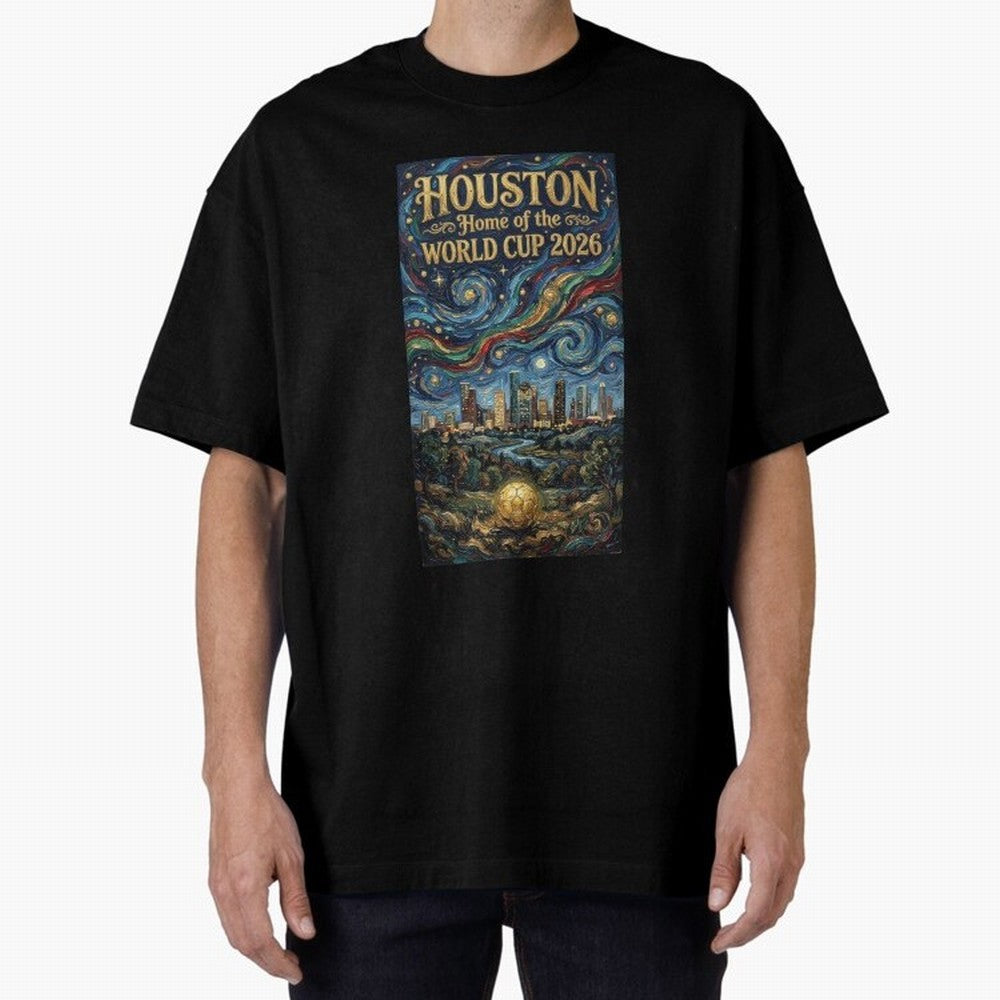 Houston Starry Night Skyline World Cup 2026 Soccer Poster ¡ª Van Gogh Fine Art Print Classic T-Shirt Feel the Roar of FIFA World Cup 2026 Group Stage Filled with Haaland, France Energy, Soccer Culture, Superstar Moments, National Team Dreams and