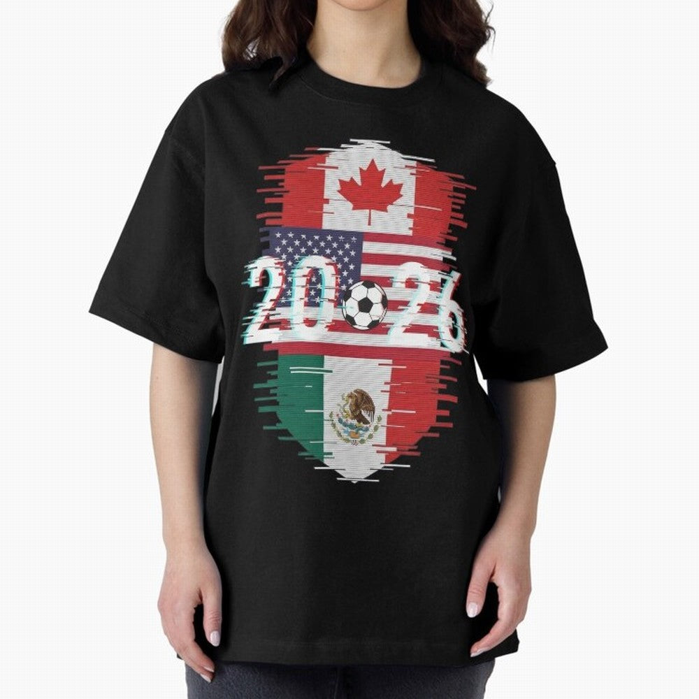 Glitched United 2026 - North America Emblem Classic T-Shirt Keep Football History Alive during the FIFA World Cup 2026 Journey through Cristiano Ronaldo Highlights, Portugal, Spain and Germany Pride, Retro Football Energy, Iconic Rivalries, Trophy