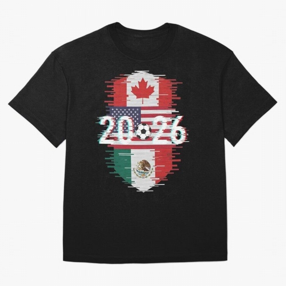 Glitched United 2026 - North America Emblem Classic T-Shirt Keep Football History Alive during the FIFA World Cup 2026 Journey through Cristiano Ronaldo Highlights, Portugal, Spain and Germany Pride, Retro Football Energy, Iconic Rivalries, Trophy