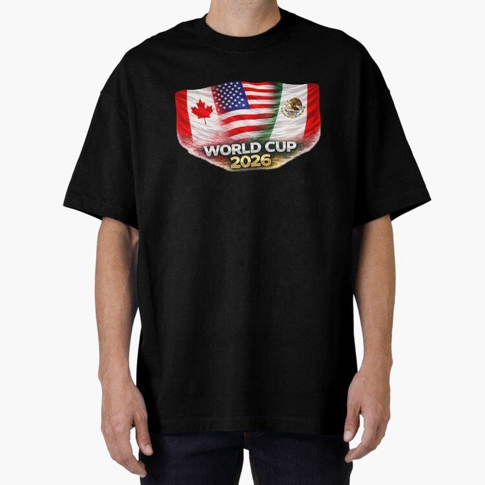 World Cup 2026 North America Flags Design ¨C USA Canada Mexico Soccer Fan Graphic Classic T-Shirt Follow FIFA World Cup 2026 Group Stage Spirit, Made for France and Portugal, Cristiano Ronaldo, Championship Spirit, Famous Goals, Roaring Crowds and