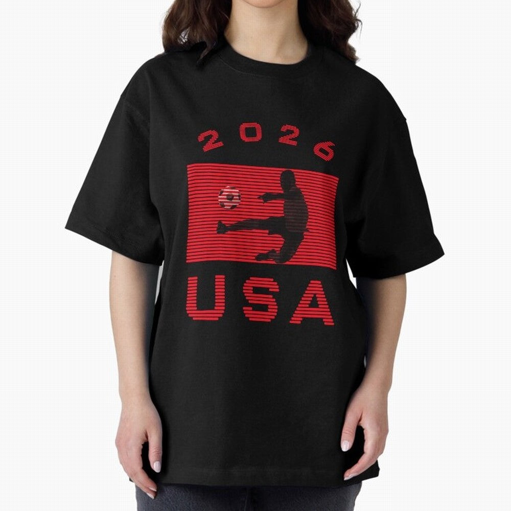 USA Soccer 2026 Player Silhouette Athletic Design Classic T-Shirt Represent the Passion of Global Football Passion for FIFA World Cup 2026, Inspired by Neymar, Haaland and Cristiano Ronaldo, France and Portugal, Championship Spirit, Famous Goals,