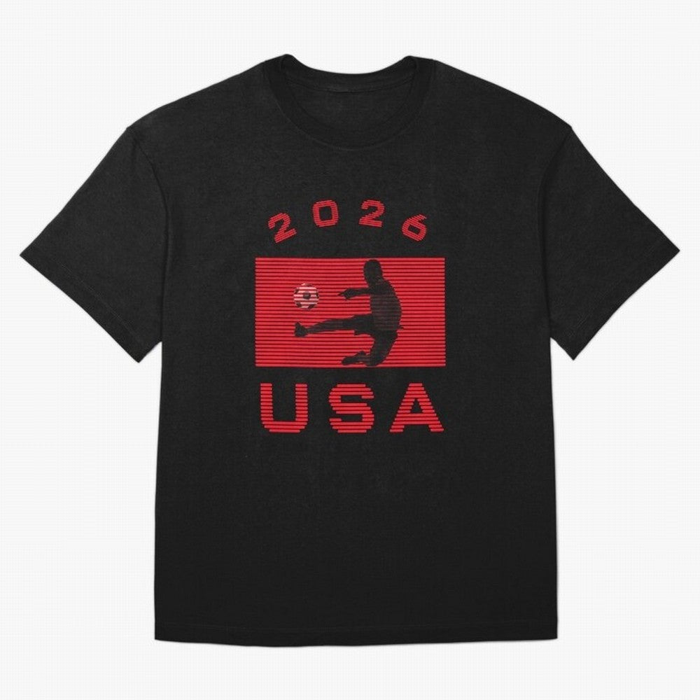 USA Soccer 2026 Player Silhouette Athletic Design Classic T-Shirt Represent the Passion of Global Football Passion for FIFA World Cup 2026, Inspired by Neymar, Haaland and Cristiano Ronaldo, France and Portugal, Championship Spirit, Famous Goals,