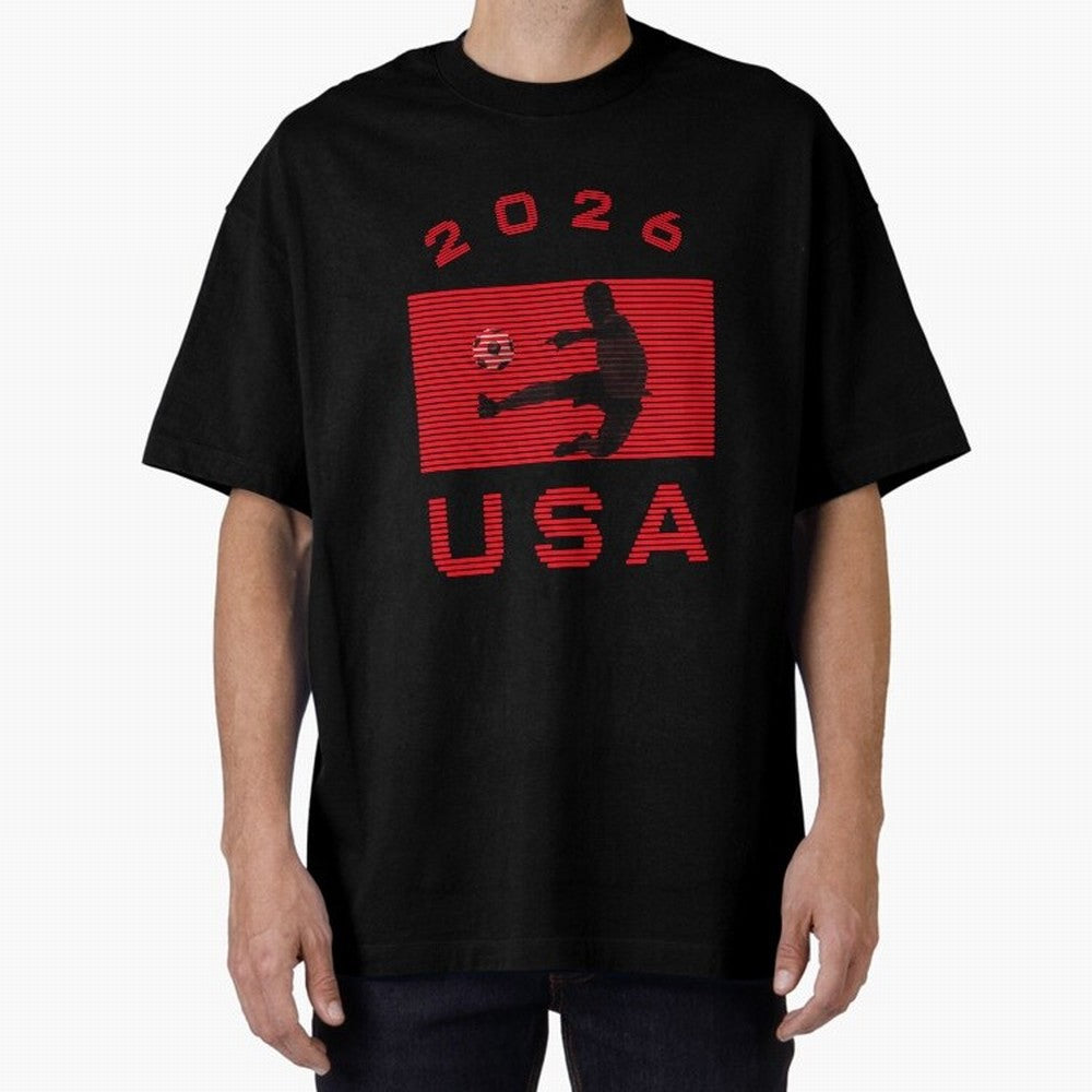 USA Soccer 2026 Player Silhouette Athletic Design Classic T-Shirt Represent the Passion of Global Football Passion for FIFA World Cup 2026, Inspired by Neymar, Haaland and Cristiano Ronaldo, France and Portugal, Championship Spirit, Famous Goals,