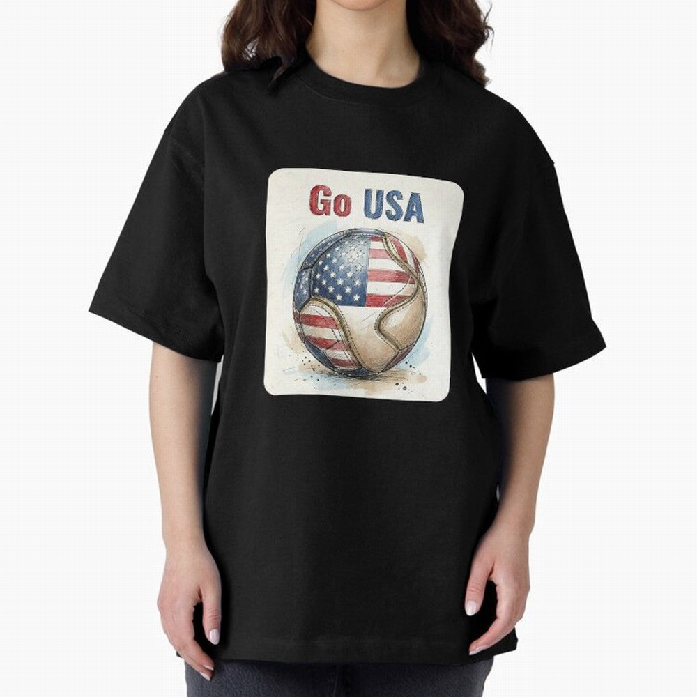 Go USA Soccer Ball Flag | American Football Fan Graphic Tee Classic T-Shirt Relive Legendary Nights from Match Day Hype around FIFA World Cup 2026 Group Stage, Mbappe, Netherlands, Classic Soccer Heritage, Championship Pressure, Fan Loyalty and