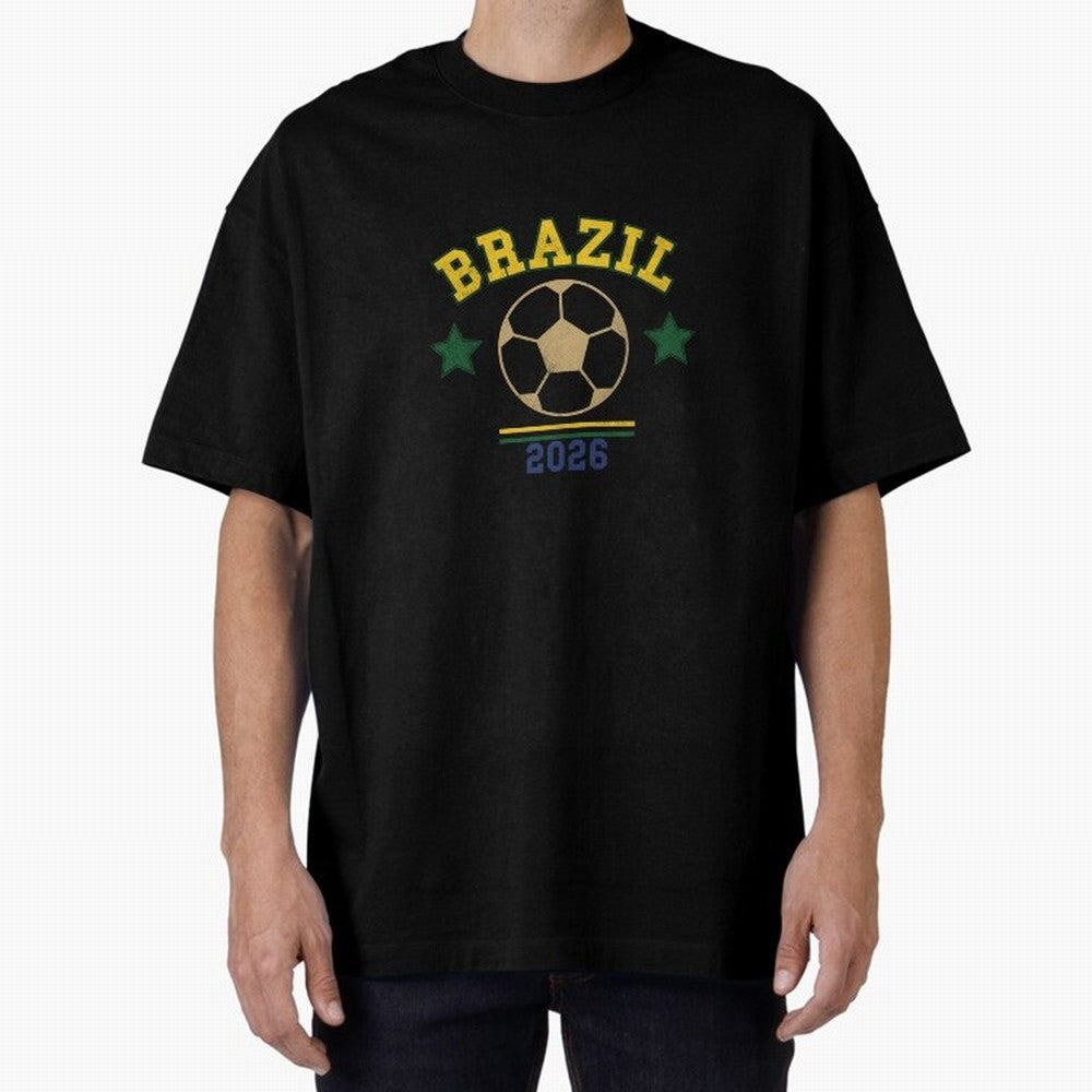 Brazil 2026 ¡ª Vintage Soccer Tee Classic T-Shirt Join the Countdown to Global Football Passion for FIFA World Cup 2026 Group Stage, with Messi and Cristiano Ronaldo, England, Stadium Chants, National Pride, Trophy Dreams and Unforgettable Football