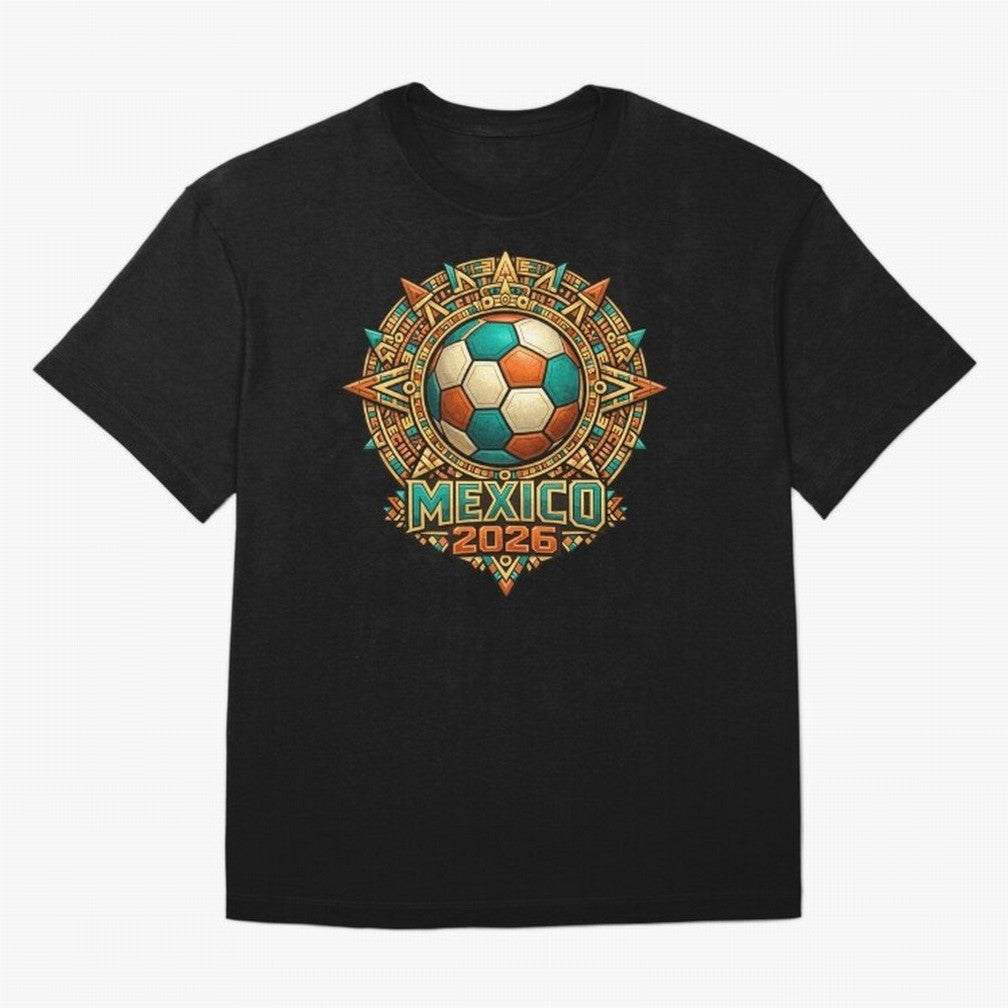Mexico 2026 World Cup T-Shirt - Aztec Soccer Design - Mexican Heritage Football Tee Classic T-Shirt Relive Global Football Passion for FIFA World Cup 2026 Group Stage, Highlighting Mbappe and Neymar, Brazil, Soccer Culture, Superstar Moments,