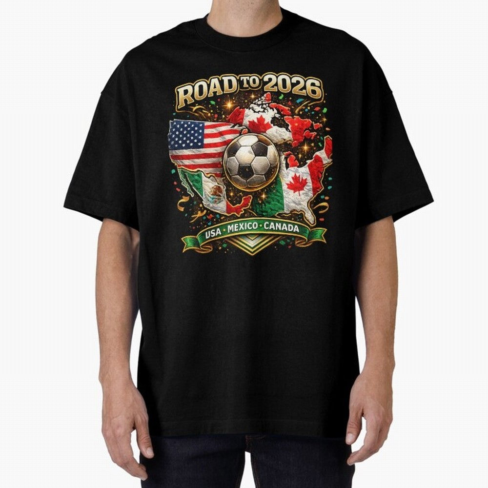 Road to 2026 Soccer Tournament - USA Mexico Canada Flags Classic T-Shirt Carry the Colors and Pride of Match Day Hype around FIFA World Cup 2026 USA Canada Mexico, Messi and Cristiano Ronaldo, Germany, Championship Spirit, Famous Goals, Roaring