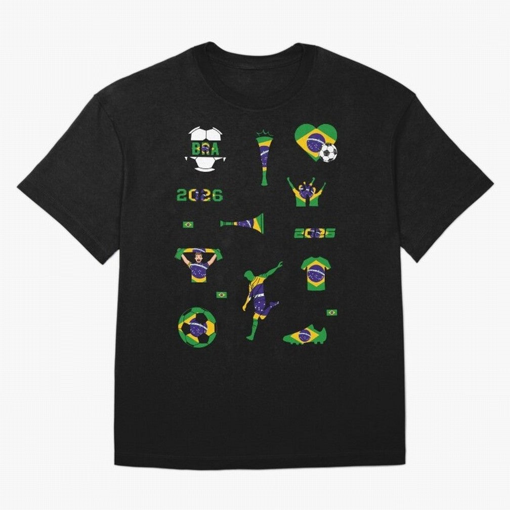 Brazil 2026 Soccer Collection Classic T-Shirt Celebrate Classic Football Spirit in FIFA World Cup 2026 USA Canada Mexico for Fans of Neymar and France and Portugal, Bringing Global Supporter Spirit, Legendary Goals, National Colors and Tournament