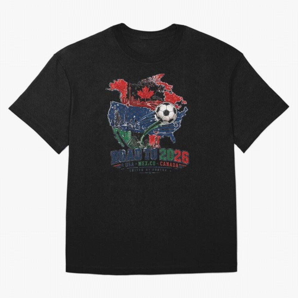 Road to 2026 USA Mexico Canada Soccer Badge Classic T-Shirt Bring International Match Energy to the FIFA World Cup 2026 USA Canada Mexico Journey through CR7 and Messi Highlights, France Pride, Football History, Final Match Energy, Crowd Noise and